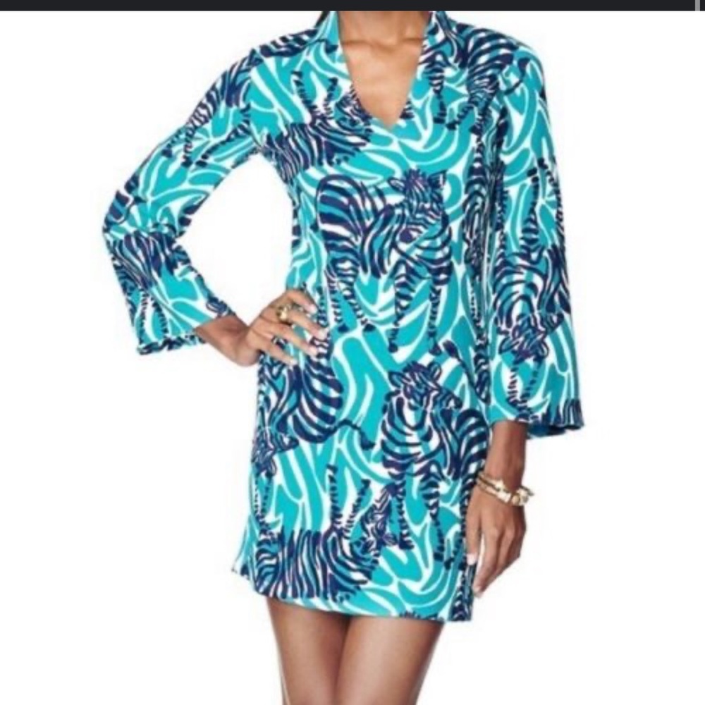 Vibrant Blue Zebra Print Dress